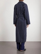 TEKLA - Belted Striped Organic Cotton-Terry Robe - Black