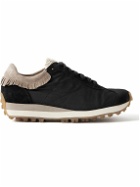 Visvim - Walpi Fringed Leather-Trimmed Suede and Canvas Sneakers - Black