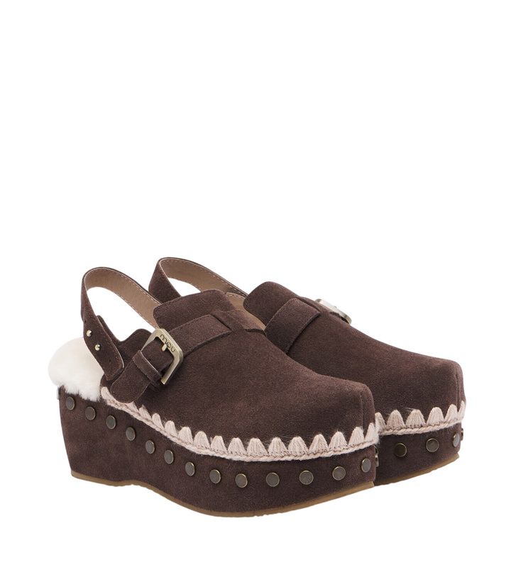 Photo: Mou Shearling-lined suede clogs
