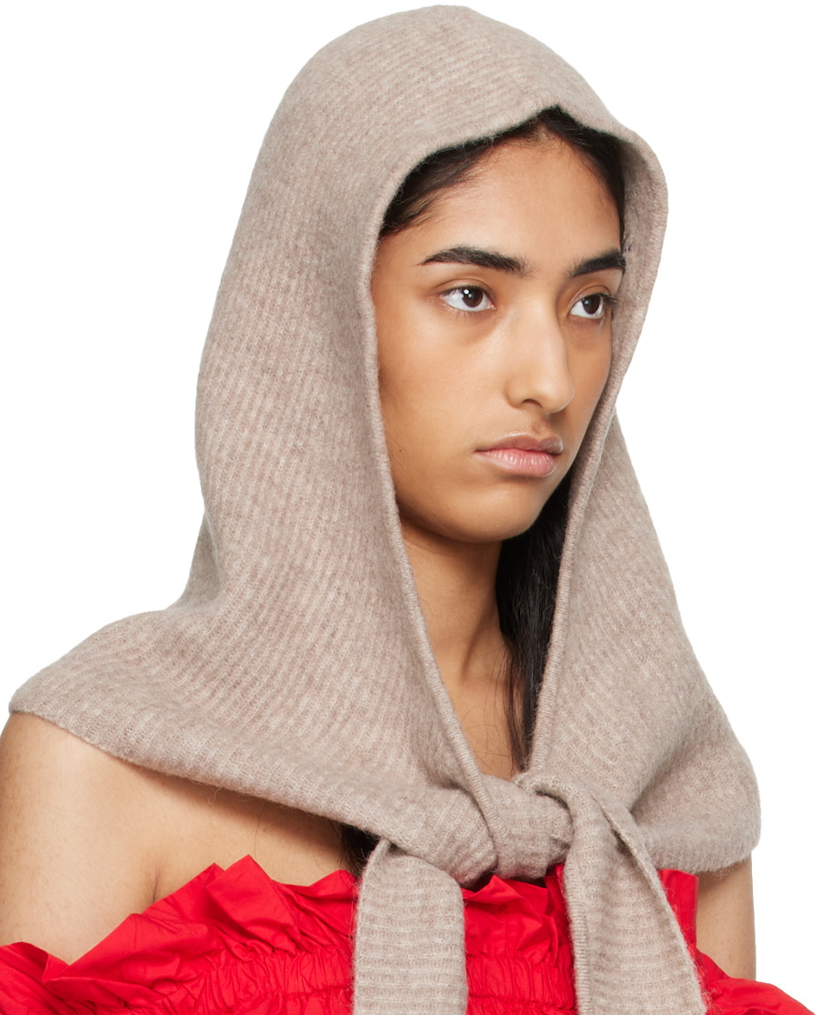 GANNI Beige Soft Wool Balaclava GANNI
