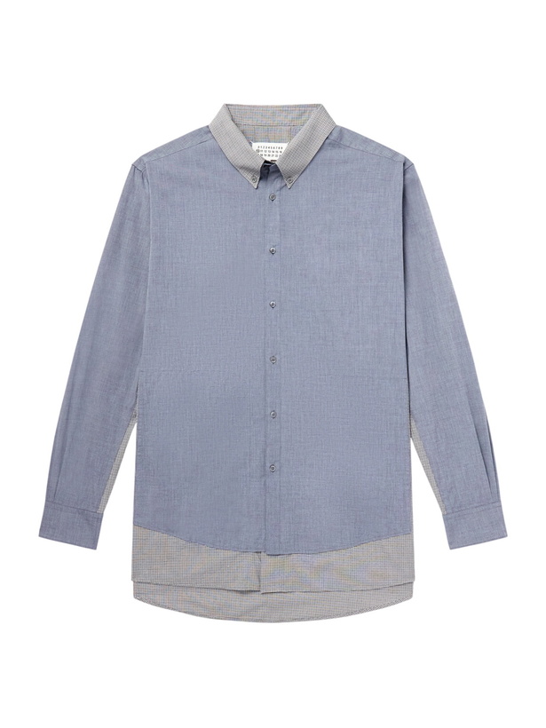 Photo: Maison Margiela - Double Checked Cotton-Poplin Shirt - Blue