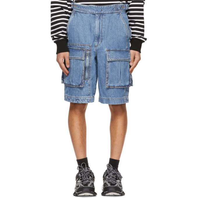 Juun.J Blue Denim Gurkha Pocket Shorts Juun.J