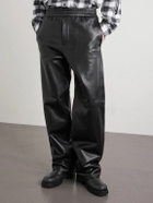 AMIRI - Logo-Appliquéd Straight-Leg Leather Trousers - Black