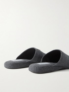 Thom Browne - Grosgrain-Trimmed Wool and Cashmere-Blend Flannel Slippers - Gray