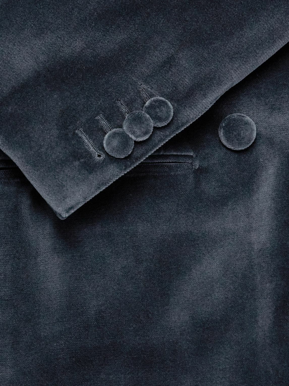 Thom Sweeney - Shawl-Lapel Double-Breasted Cotton-Velvet Tuxedo Jacket - Gray