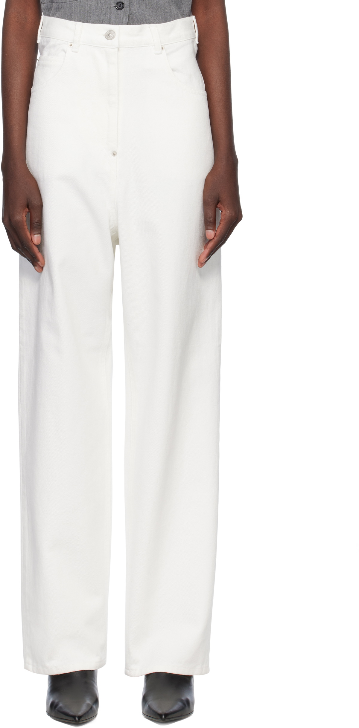 Pushbutton White Panty Cutout Jeans