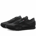 Reebok Men's CL Nylon Sneakers in Core Black/Pure Grey 7