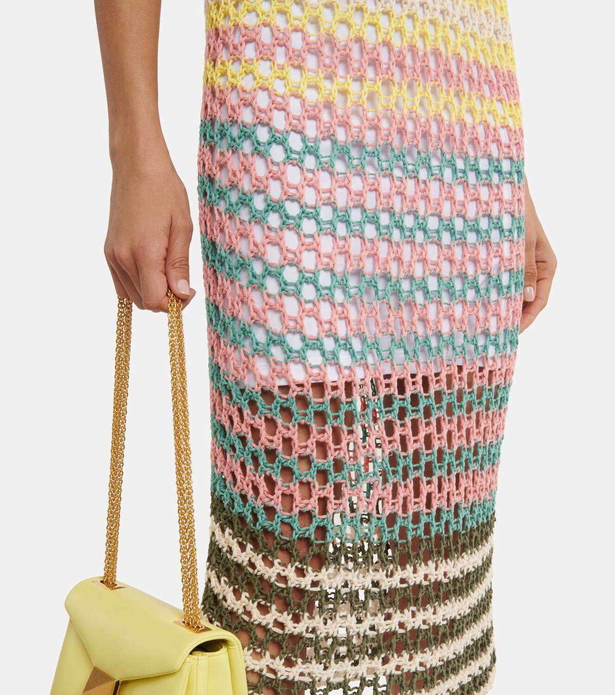 REDValentino Striped crochet midi dress