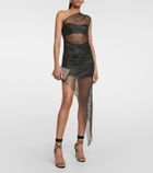 Giuseppe di Morabito Crystal-embellished mesh midi dress
