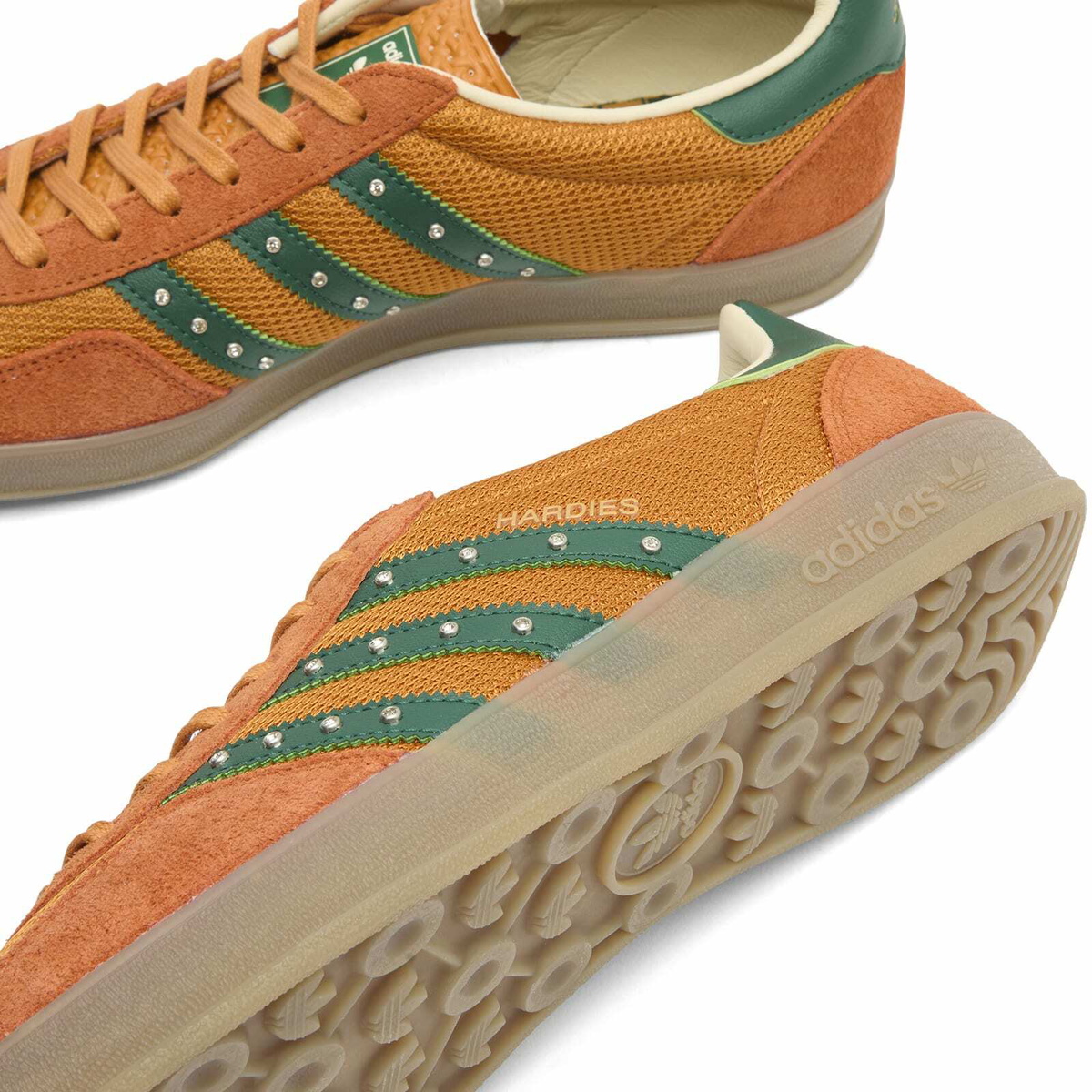 Adidas Men's x Hardies Hardware Gazelle Indoor Sneaker in Rustic Orange/Collegiate Green/Gum