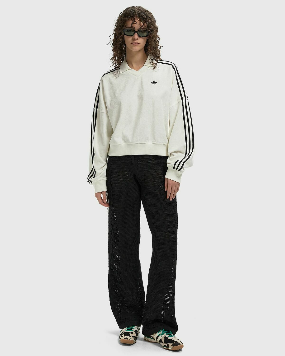 Adidas TRACK TOP V NECK White Womens Track Jacket