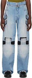 Balmain Blue Velcro Strips Jeans