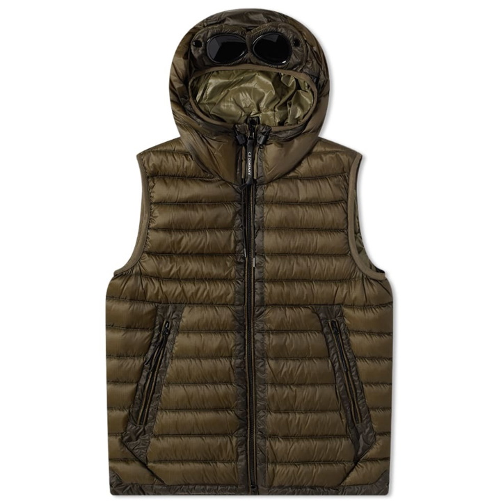 Photo: C.P. Company Men's DD Hooded Down Goggle Gilet in Ivy Green