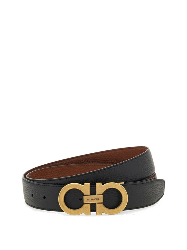 Photo: Ferragamo Mens Gancini reversible and adjustable belt in Brown