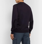 Maison Margiela - Suede Elbow-Patch Cotton and Wool-Blend Sweater - Navy