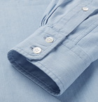 MAN 1924 - Button-Down Collar Cotton-Chambray Shirt - Blue