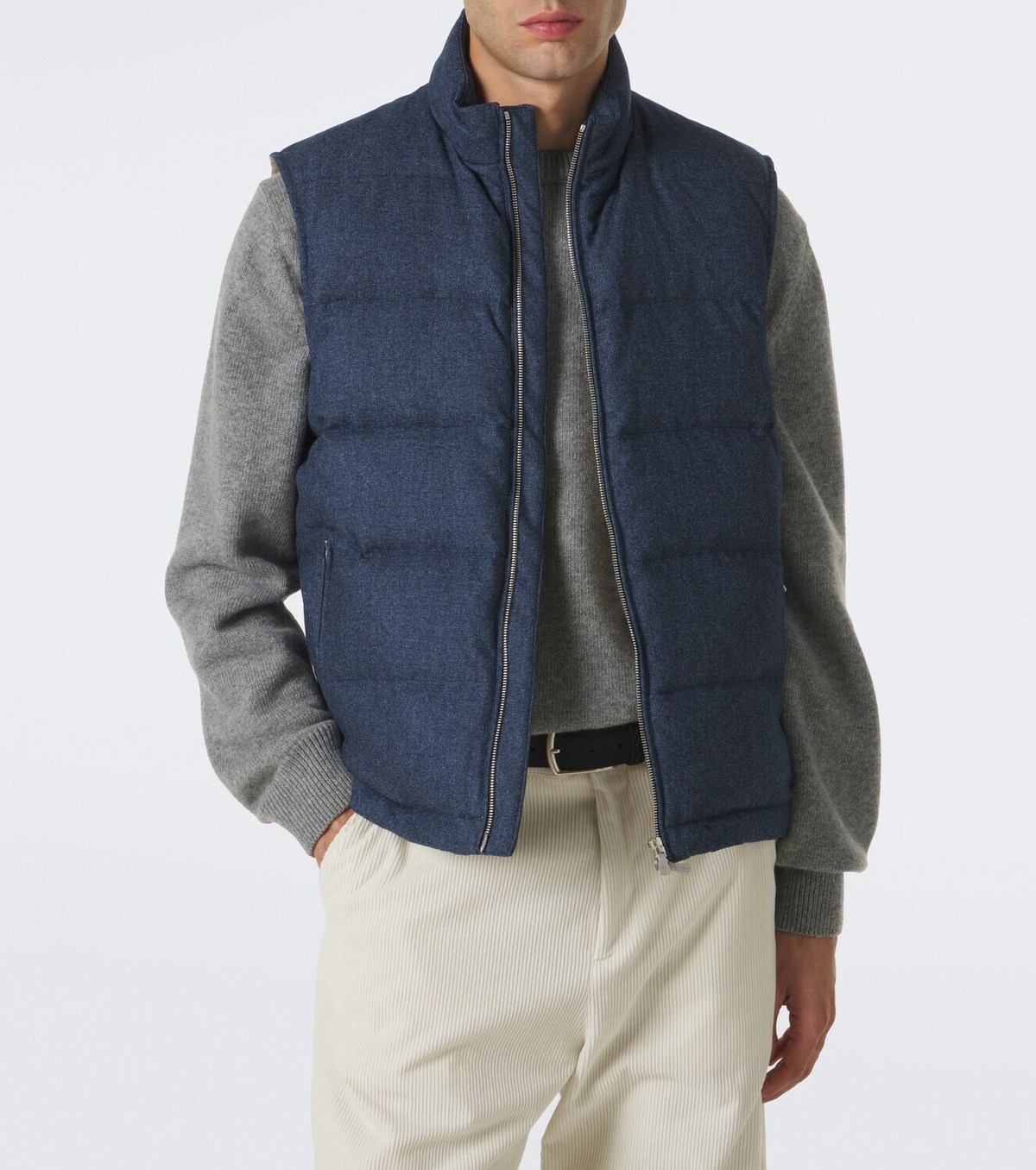 Eleventy Wool, cotton, and cashmere puffer vest