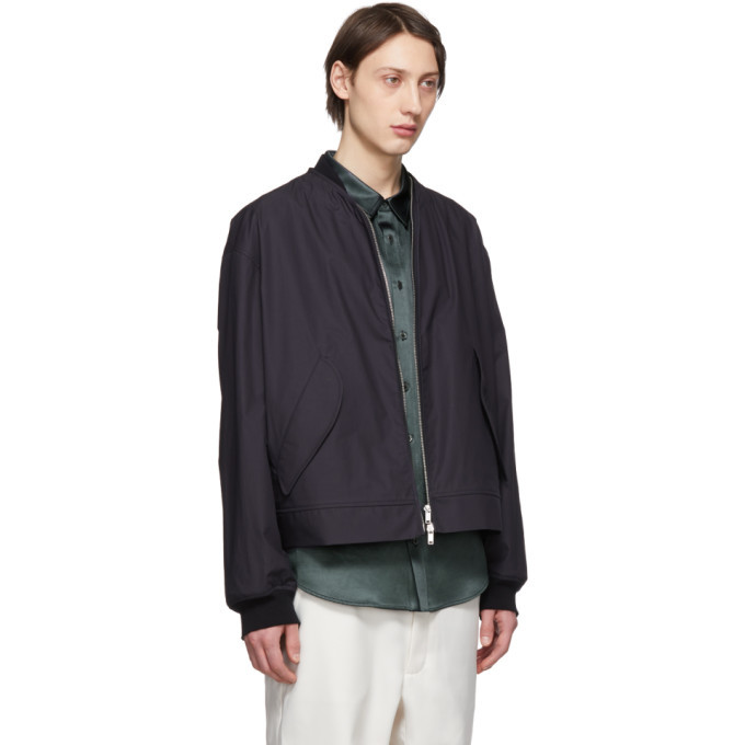 Jil Sander Blue Poplin Seattle Bomber Jacket Jil Sander