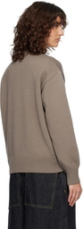 AMI Paris Taupe Wool & Cotton Crewneck Ami de Coeur Sweater