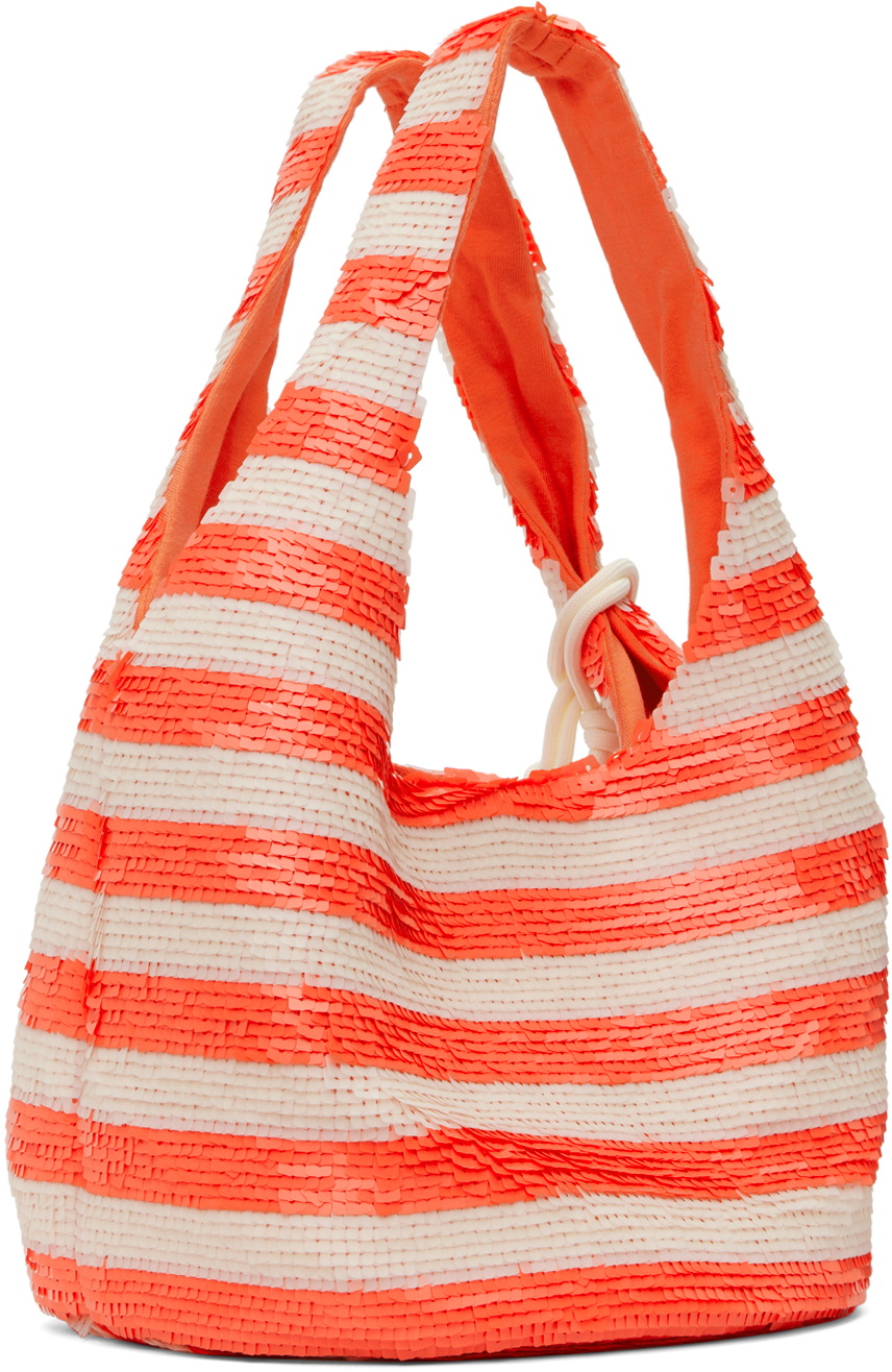 トートバッグ J W ANDERSON Noted Tote Bag White Orange HB0514FA0237029 HB0 JW Anderson Orange & White Mini Sequin Shopper Bag JW Anderson