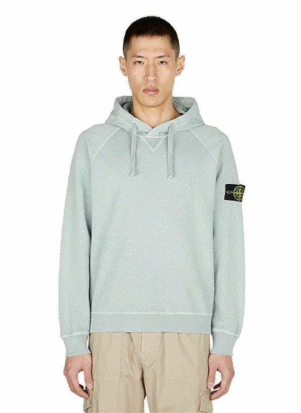 Photo: Stone Island - Compass Patch Hooded Sweatshirt in Light Blue