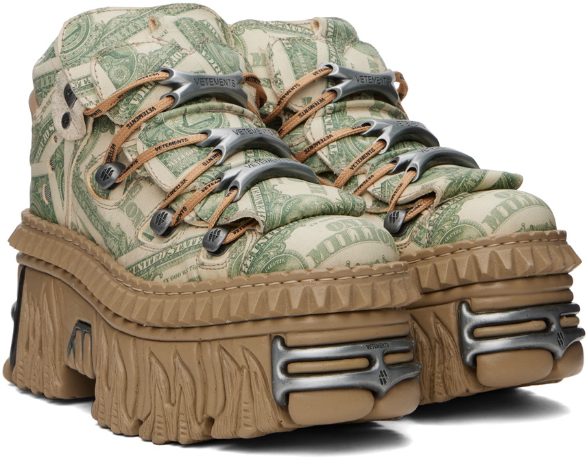 VETEMENTS Beige New Rock Edition Platform Dollar Sneakers