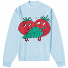Sky High Farm Men's Tomatoes Intarsia Knit in Light Blue