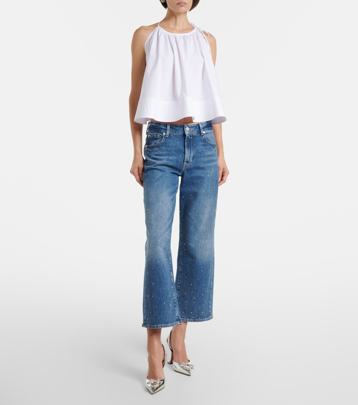 7 For All Mankind Stovepipe embellished straight jeans
