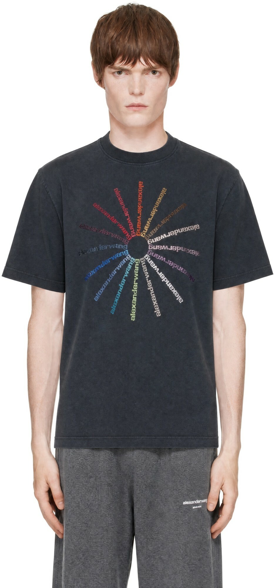 Alexander Wang Black Crystal Hotfix Pinwheel T-shirt