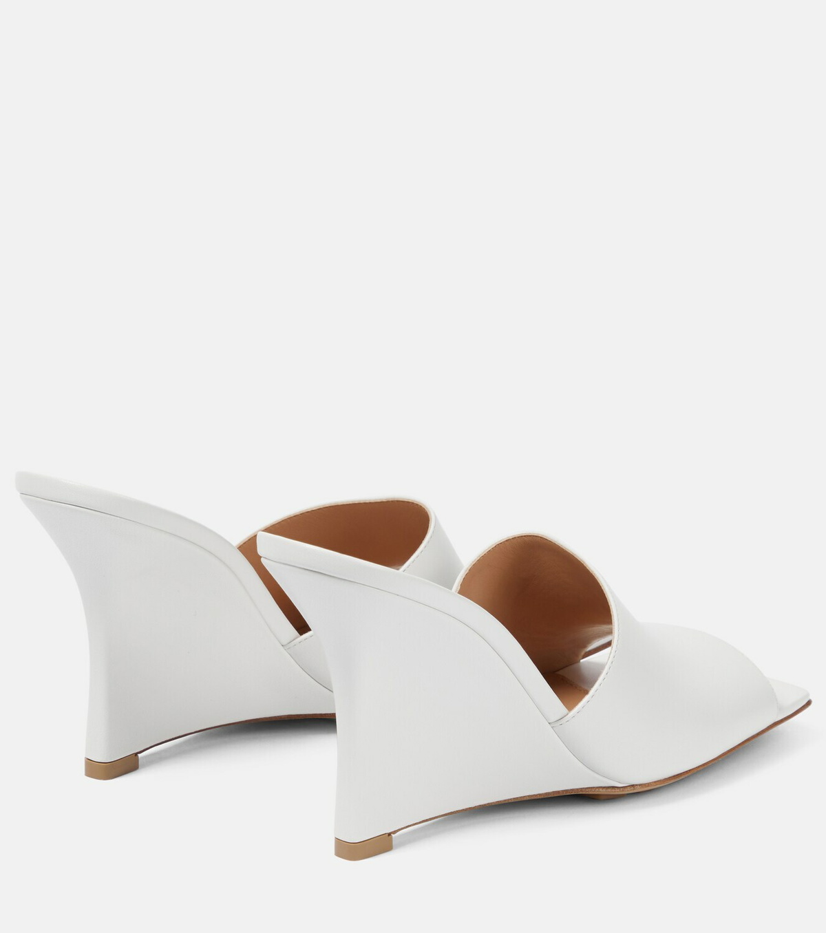 Leather wedge mules