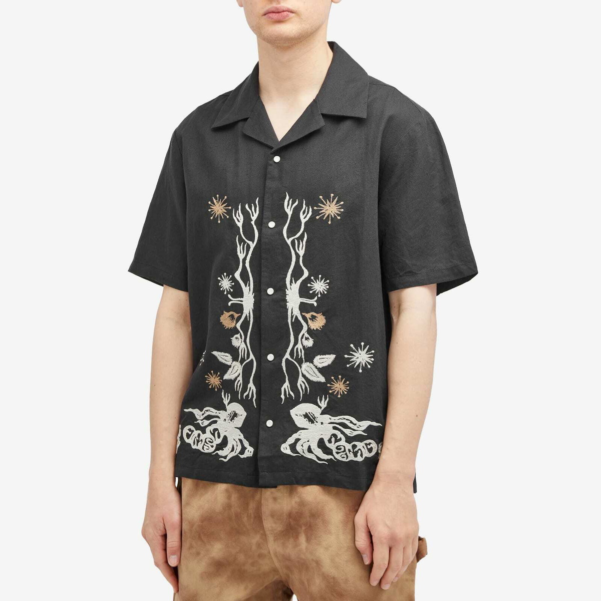 Magic Castles Men's Dancers Vacation Shirt in Charcoal Linen