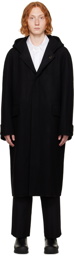 Solid Homme Black Hooded Coat