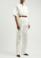 Saint Laurent Women's White Belted Cotton Jumpsuit Size 38 (UK10 / S), Cotton-Twill One-Piece