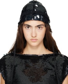 Simone Rocha Black Sequin Bonnet
