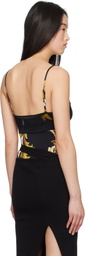 Versace Jeans Couture Black & Yellow Outline Barocco Mesh Tank Top