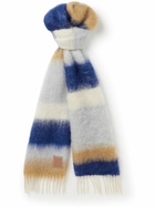 Loewe - Logo-Appliquéd Fringed Striped Mohair-Blend Scarf