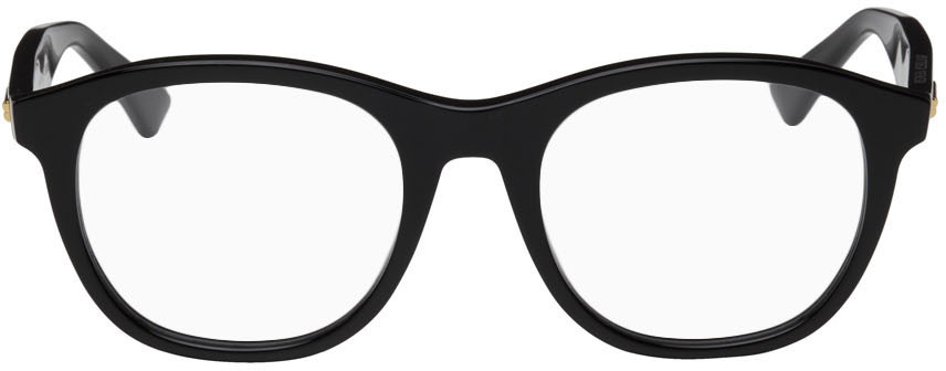 Bottega Veneta Black Round Acetate Glasses Bottega Veneta