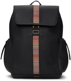 Paul Smith Black Signature Stripe Foldover Backpack