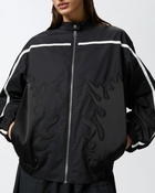 Pinko Poplin Bomber Jacket With Flame Design Limo Black