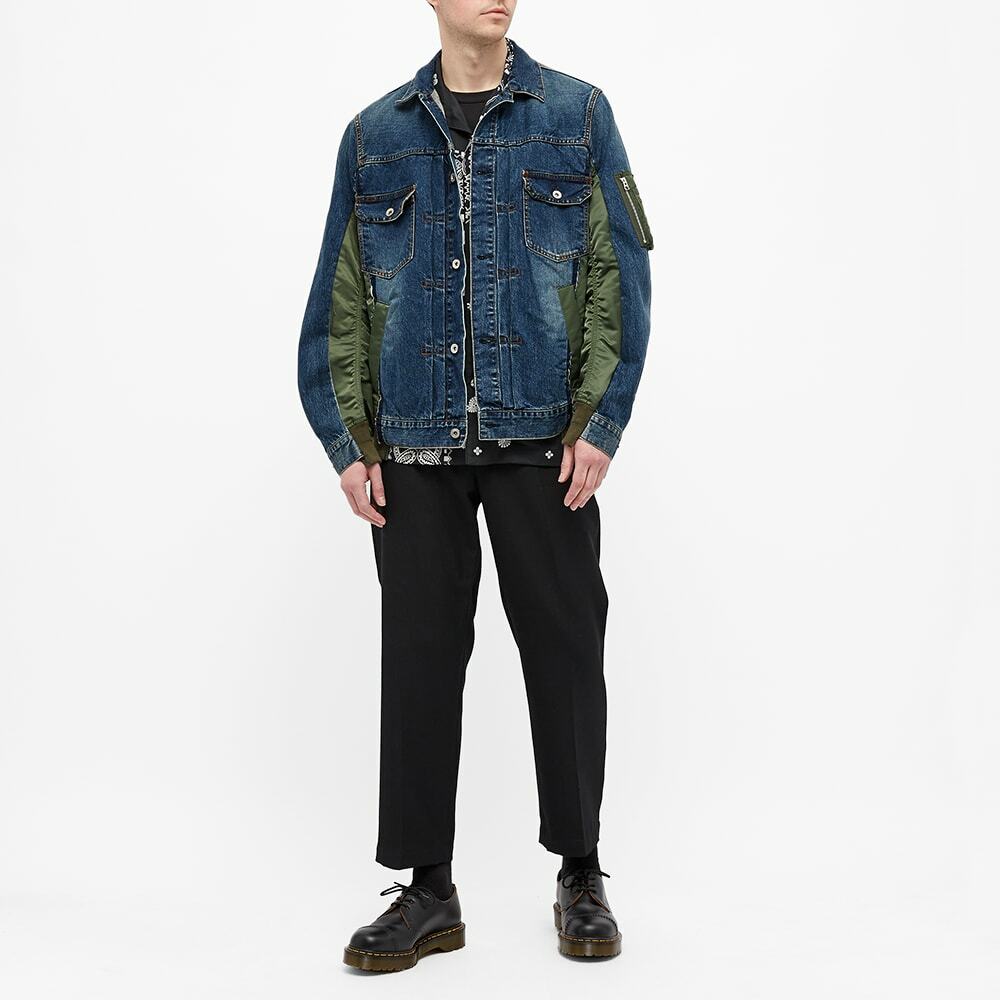 Sacai Men's Denim x MA-1 Jacket in Blue Sacai