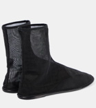 The Row Leather-trimmed mesh ankle boots