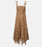 Oscar de la Renta Floral guipure lace midi dress