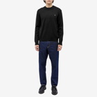 Maison Kitsuné Men's Tonal Fox Head Patch Crew Knit in Black