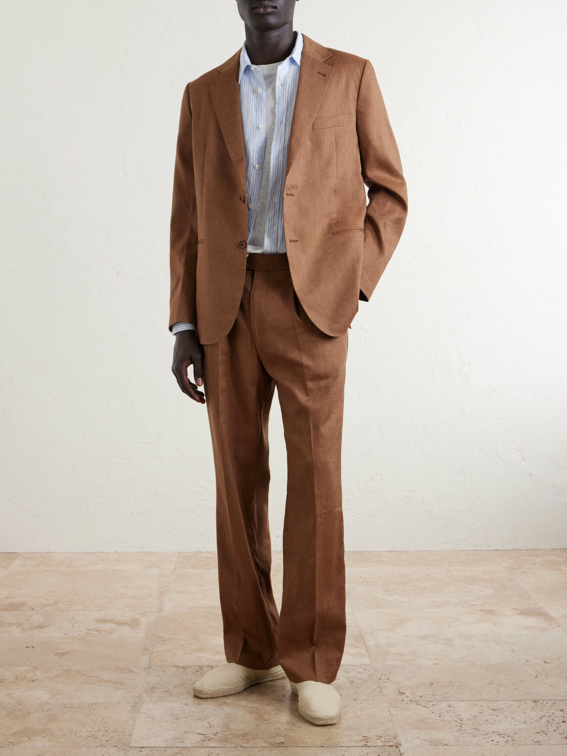 Frescobol Carioca - Paulo Linen and Virgin Wool-Blend Suit Jacket - Brown