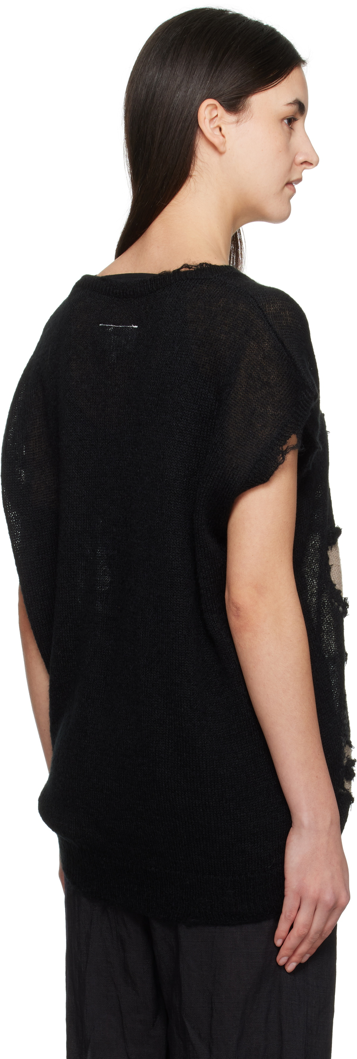 MM6 Maison Margiela Black Abstract Colourblock V-Neck Vest