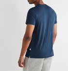 Onia - Elliot Striped Linen-Blend Henley T-Shirt - Blue