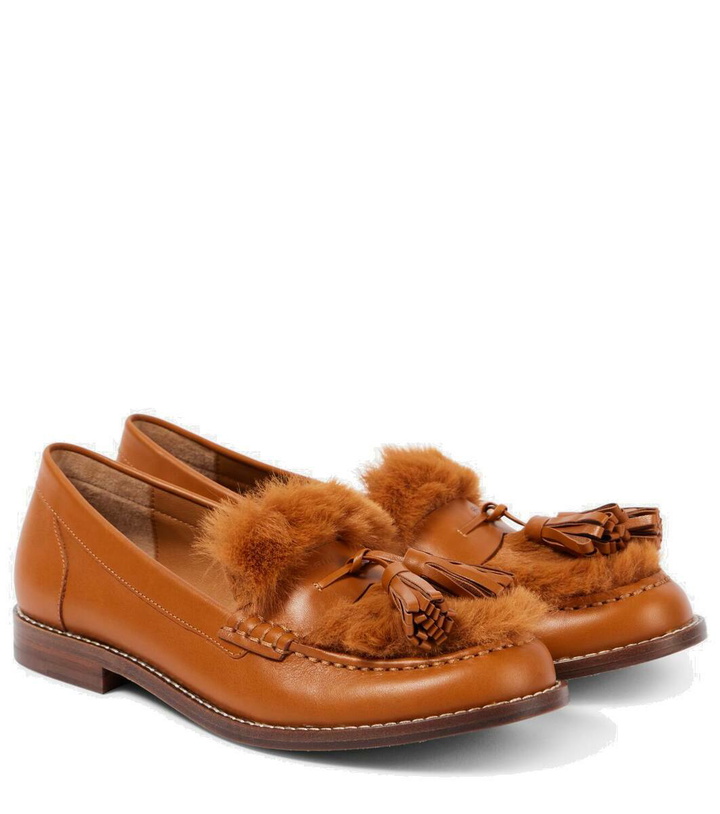 Photo: Clergerie Rita faux fur-trimmed leather loafers