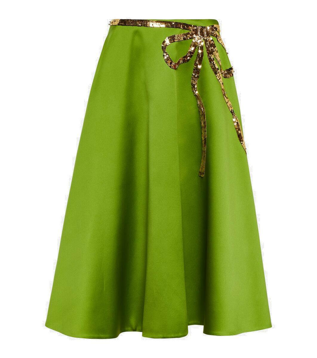 Valentino Embellished duchesse satin midi skirt Valentino