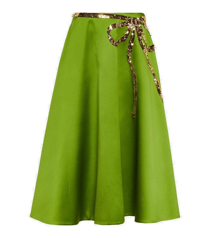 Photo: Valentino Embellished duchesse satin midi skirt