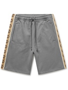 Gucci - Webbing-Trimmed Cotton-Jersey Shorts - Gray